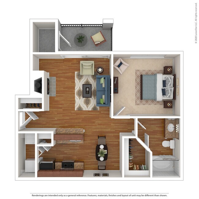 1 Bed 1 Bath 772 SqFt (692 Net) 1427 floor plan